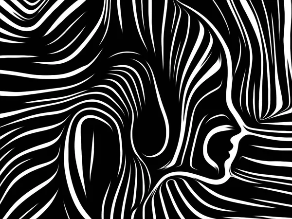 Внутрішній Серії Геометрії Абстрактним Фоном Людським Обличчям Надані Традиційному Woodcut — стокове фото