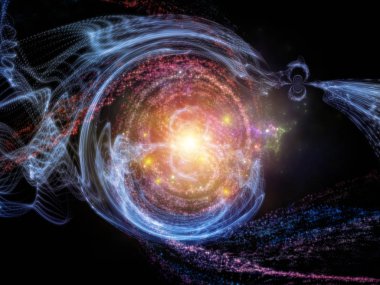 Cosmos dizi elemanları. Sanatsal soyutlama alanı ve yıldız matematik, bilim, eğitim ve modern teknoloji konusunda oluşan