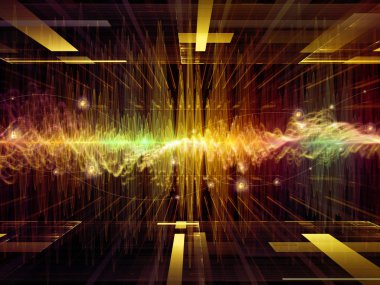 Dalga fonksiyonu serisi. Soyut renkli sinüs titreşimler, ışık ve ses ekolayzer, müzik konusunda fraktal öğeleri yapılmış tasarım spektrum ve kuantum olasılık