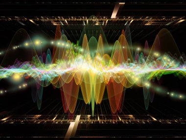 Dalga fonksiyonu serisi. Arka plan yapılmış renkli sinüs titreşimleri, ışık ve ses ekolayzer, projelerde birlikte kullanılması fraktal öğeleri için müzik spektrum ve kuantum olasılık