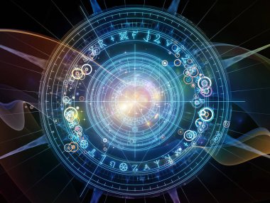 Fraktal öğeleri, kutsal sembolleri ve dairelerin mistisizm, gizli, Astroloji ve manevi konuda arka plan. Kutsal daireler serisi.
