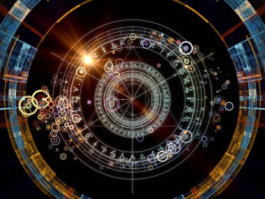 Arka plan tasarımı fraktal öğeleri, kutsal sembolleri ve Tasavvuf, gizli, Astroloji ve manevi konuda daireler. Kutsal daireler serisi.