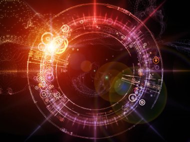 Fraktal öğeleri ve dairelerin modern teknoloji ve bilim konusunda tasarım