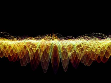 Dalga fonksiyonu serisi. Renkli sinüs titreşimler etkileşimi, ses ekolayzer, konu üzerinde öğeleri ışık ve fraktal müzik spektrum ve kuantum olasılık