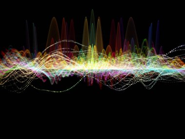 Dalga fonksiyonu serisi. Soyut renkli sinüs titreşimler, ışık ve ses ekolayzer, müzik konusunda fraktal öğeleri yapılmış tasarım spektrum ve kuantum olasılık