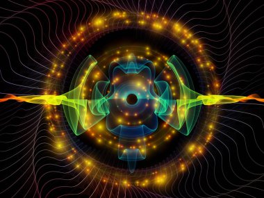 Dalga fonksiyonu serisi. Sanatsal soyutlama oluşan renkli sinüs titreşimleri, ışık ve fraktal öğeleri konu üzerinde ses ekolayzer, müzik spektrum ve kuantum olasılık