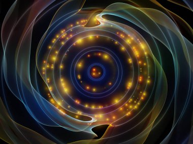 Dalga fonksiyonu serisi. Sanatsal soyutlama oluşan renkli sinüs titreşimleri, ışık ve fraktal öğeleri konu üzerinde ses ekolayzer, müzik spektrum ve kuantum olasılık