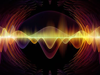 Dalga fonksiyonu serisi. Bileşimi renkli sinüs titreşimler, ışık ve ses ekolayzer, müzik projeleri için fon olarak hizmet etmek için fraktal öğeleri spektrum ve kuantum olasılık