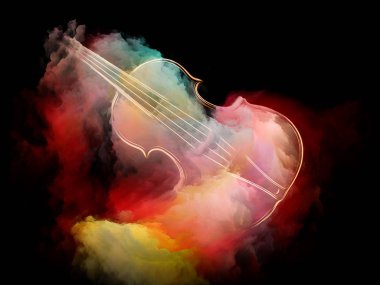 Müzik rüya serisi. Müzik aletleri, melodi, ses, performans sanat ve yaratıcılık bu konuda keman ve soyut renkli boya soyut tasarım yapılmış