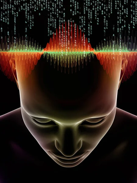 Geisteswellen Serie Hintergrund Bestehend Aus Illustration Menschlicher Köpfe Und Technologie — Stockfoto