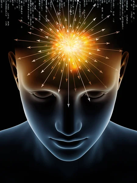 Mind Waves Series Graphic Composition Illustration Human Head Technology Symbols — Stock Photo, Image