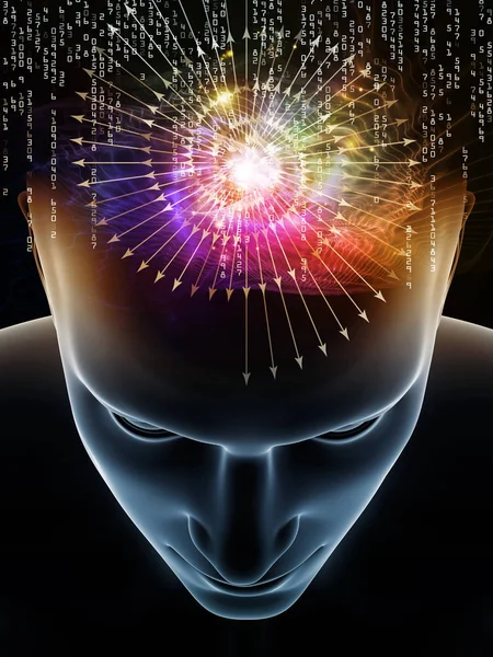 Mind Waves Series Abstract Composition Illustration Human Head Technology Symbols — Stock Photo, Image