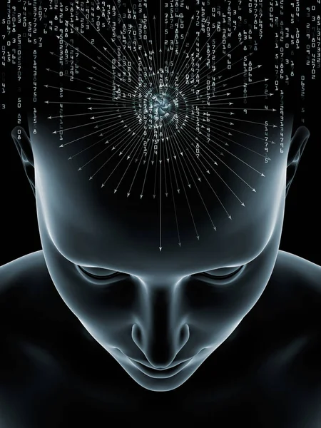 Série Mind Waves Disposition Illustration Tête Humaine Des Symboles Technologiques — Photo