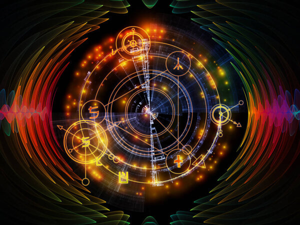 Серия Astral Glow. Взаимодействие линий сакральной геометрии, астрологических символов и огней на тему духовности, магии и мистики
