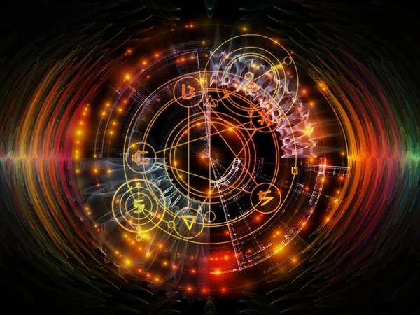アストラルグローシリーズ 神聖な幾何学線 占星術のシンボルや精神性 魔法と神秘主義の対象に光で作られた抽象的なデザイン — ストック写真