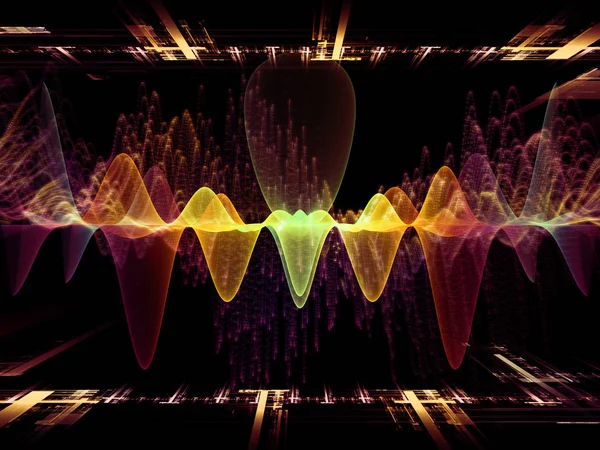 Wave Function series. Composition of colored sine vibrations, light and fractal elements suitable as a backdrop for the projects on sound equalizer, music spectrum and  quantum probability