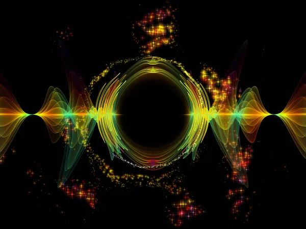 Wave Function Series Arrangement Colored Sine Vibrations Light Fractal Elements — Stock Photo, Image