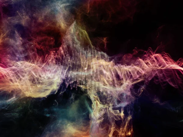 Zufällige Muster Farbiger Wellen Fraktalfeld Als Hintergrund Für Wissenschaftliche Und — Stockfoto