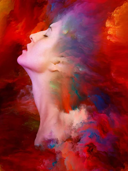 Series Design Composed Female Portrait Fused Vibrant Paint Metaphor Subject — Stock Photo, Image