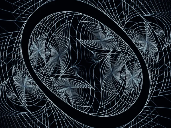 ドットとラインシリーズ アート デザイン テクノロジーのプロジェクトに適した円形フラクタルパターンの背景 — ストック写真