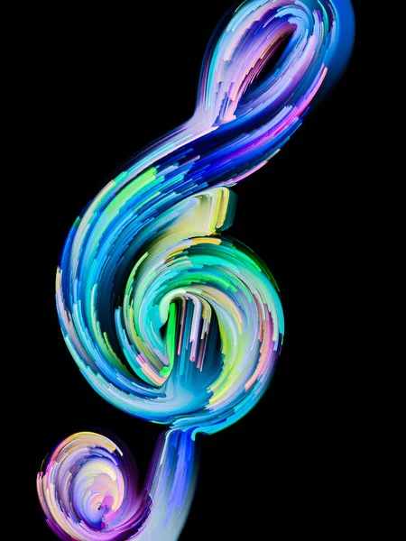 Painted Music Symbols series. Outlines of a treble clef and multicolored streaks on the subject of performance art, song, sound and melody themes.