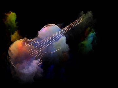 Müzik rüya serisi. Keman ve soyut renkli boya mecazi ilişki müzik aletleri, melodi, ses, performans sanat ve yaratıcılık ile kompozisyon