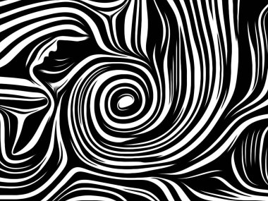 İç geometri serisi. İnsan ruhu, iç tiyatro, sanat, şiir ve Maneviyat konusundaki geleneksel gravür tarzında işlenmiş yüz insan etkileşimi