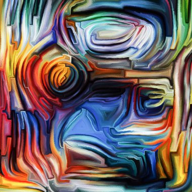 Desen renk serisi. Boyalı vitray desen hayal gücü, yaratıcılık ve sanat konusunda etkileşimi