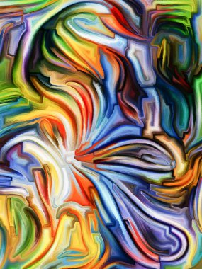 Renk dizilerinin desenleri. Hayal gücü, yaratıcılık ve sanat konularındaki boyalı cam desenlerden oluşan soyut tasarımı