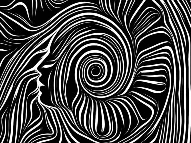 İç Geometri serisi. İnsan Yüzü 'nün geleneksel ahşap kesim tarzında kompozisyonu insan ruhu, iç drama, sanat, şiir ve maneviyat projeleri için uygun bir zemin olarak hazırlanmıştır.