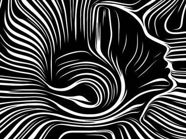 İç geometri serisi. İnsan yüzü insan ruhunun, iç tiyatro, sanat, şiir ve Maneviyat projelerde kullanılmak üzere geleneksel gravür tarzında render arka plan yapılmış