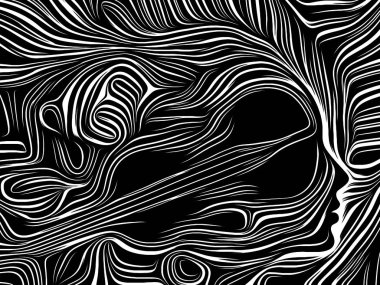 İç geometri serisi. Zemin insan geleneksel gravür tarzda işlenen konu insan ruhunun, iç tiyatro, sanat, şiir ve maneviyat hakkında tasarım tamamlayacak yüzü