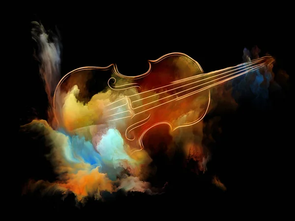音楽夢シリーズ 芸術的な抽象化から成る楽器 メロディ サウンド パフォーマンス アートと創造性をテーマにヴァイオリンと抽象的なカラフルな塗料 — ストック写真