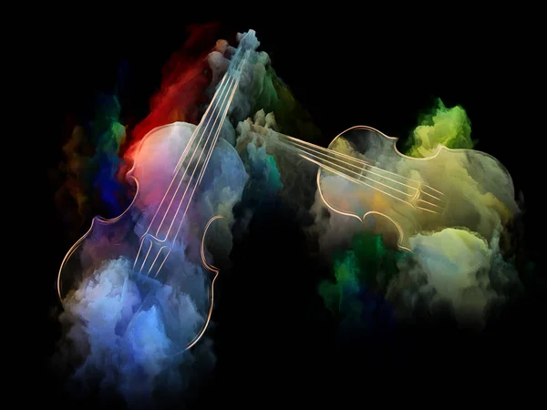 Série Music Dream Deux Violons Peinture Abstraite Colorée Comme Métaphore — Photo