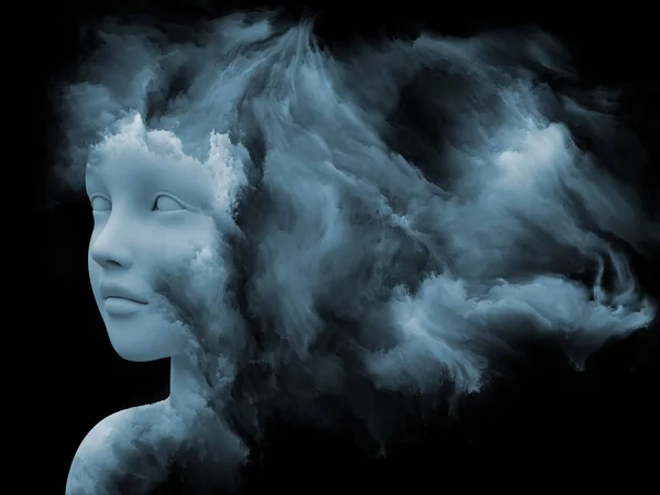 心雾系列 用分形绘画对人脸的渲染在内心世界 创造力 想象力和人类心智中的主题 — 图库照片