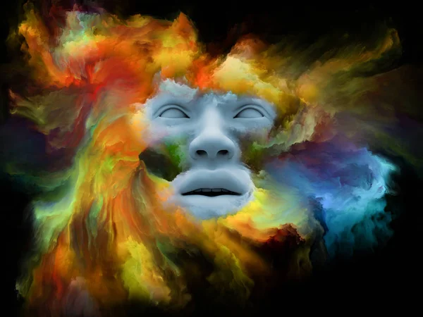 Série Nevoeiro Mental Ilustração Composta Rosto Humano Transformado Com Tinta — Fotografia de Stock