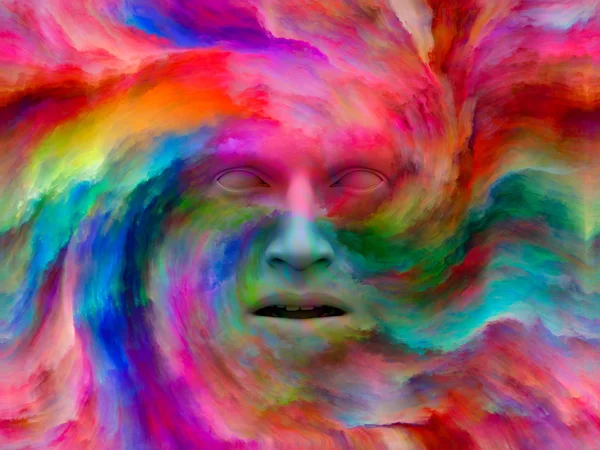 Mind Fog Series Illustrtion Human Head Morphed Fractal Paint Suitable — Stock Photo, Image