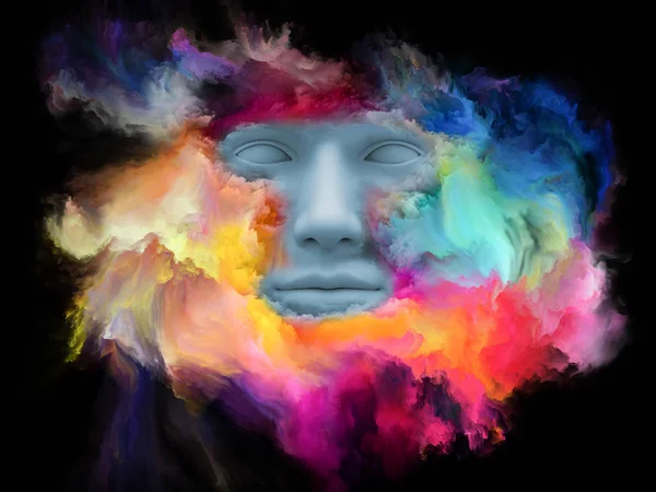 Série Mind Fog Rendu Visage Humain Transformé Avec Peinture Fractale — Photo