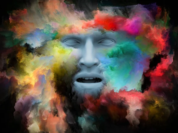 Mind Fog Series Rendering Human Face Morphed Fractal Paint Suitable — Stock Photo, Image