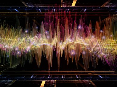 Wave Function series. Abstract design made of colored sine vibrations, light and fractal elements on the subject of sound equalizer, music spectrum and  quantum probability clipart