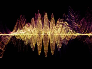 Dalga fonksiyonu serisi. Sanatsal soyutlama oluşan renkli sinüs titreşimler, ışık ve fraktal elemanlarının ses ekolayzer, müzik konusunda spektrum ve kuantum olasılık