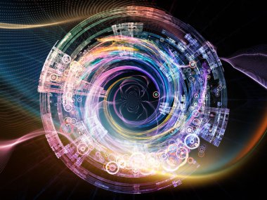 Fraktal öğeleri ve dairelerin modern teknoloji ve bilim konusunda tasarım