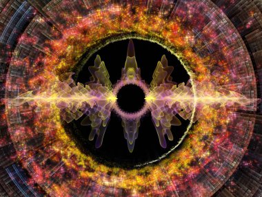 Dalga Fonksiyonu serisi. Ses eşitleyici, müzik spektrumu ve kuantum olasılığı için renkli sinüs titreşimleri, ışık ve fraktal elementlerin grafiksel bileşimi