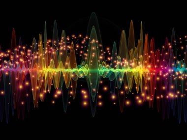 Dalga fonksiyonu serisi. Renkli sinüs titreşimler, ışık ve fraktal öğeleri ses ekolayzer, müzik projelerde için uygun bir zemin olarak spektrum ve kuantum olasılık