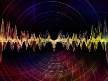 Dalga fonksiyonu serisi. Renkli sinüs titreşimler kompozisyon, ışık ve fraktal elemanları ses ekolayzer, mecazi ilişkisi ile müzik spektrum ve kuantum olasılık