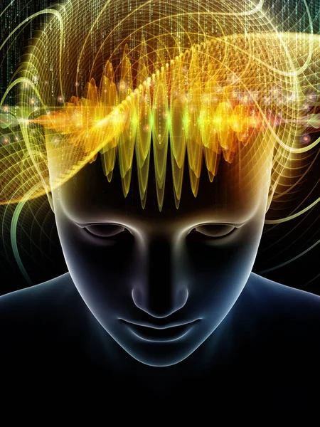 Серия Mind Waves Дизайн Состоящий Трехмерной Иллюстрации Человеческой Головы Технологических — стоковое фото