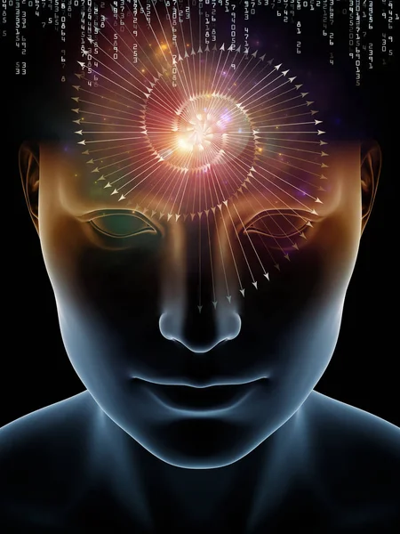 Mind Waves Series Creative Arrangement Illustration Human Head Technology Symbols — Stock Photo, Image