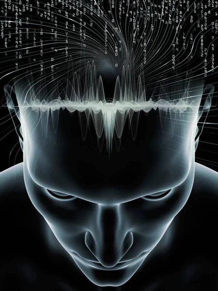 Dalgalar Serisi Için Sorun Nsan Kafası Bilinç Beyin Akıl Yapay — Stok fotoğraf
