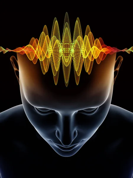 Serie Mind Waves Diseño Abstracto Hecho Ilustración Cabeza Humana Símbolos —  Fotos de Stock