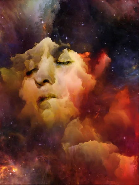 Universe Remember Series Composition Woman Face Nebula Stars Metaphorical Relationship — Stock Photo, Image